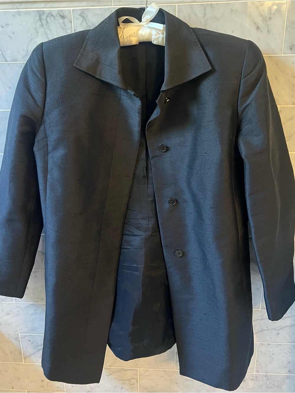 Linda Allard Ellen Tracy 100% Silk Jacket Black Size 8P